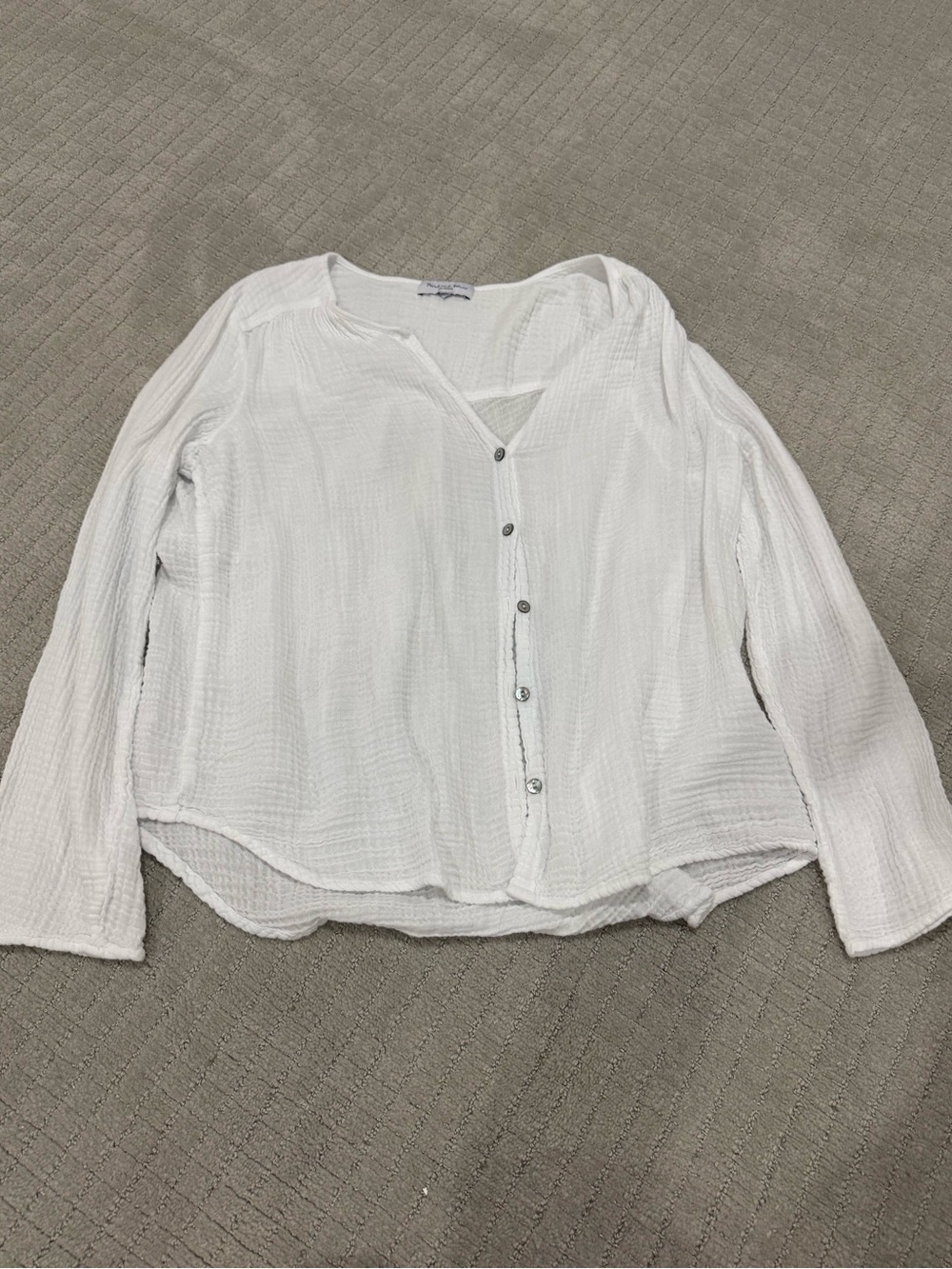 Michael Stars White 100% Cotton Gauze Button Front Top Women’s’ Large Costal